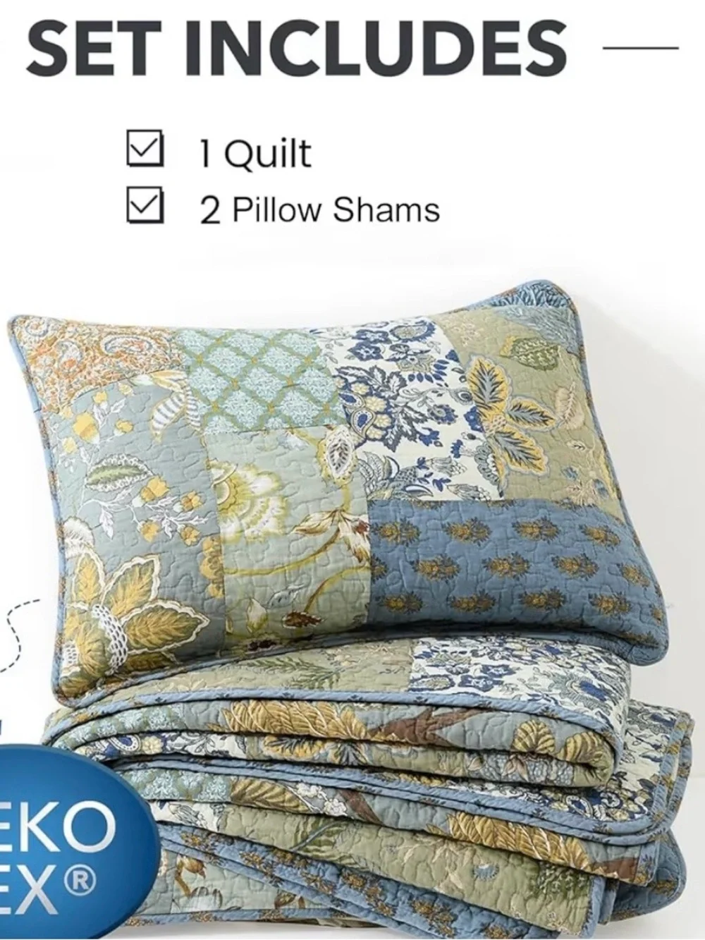 Quilted Patchwork Set in Teal and Sage